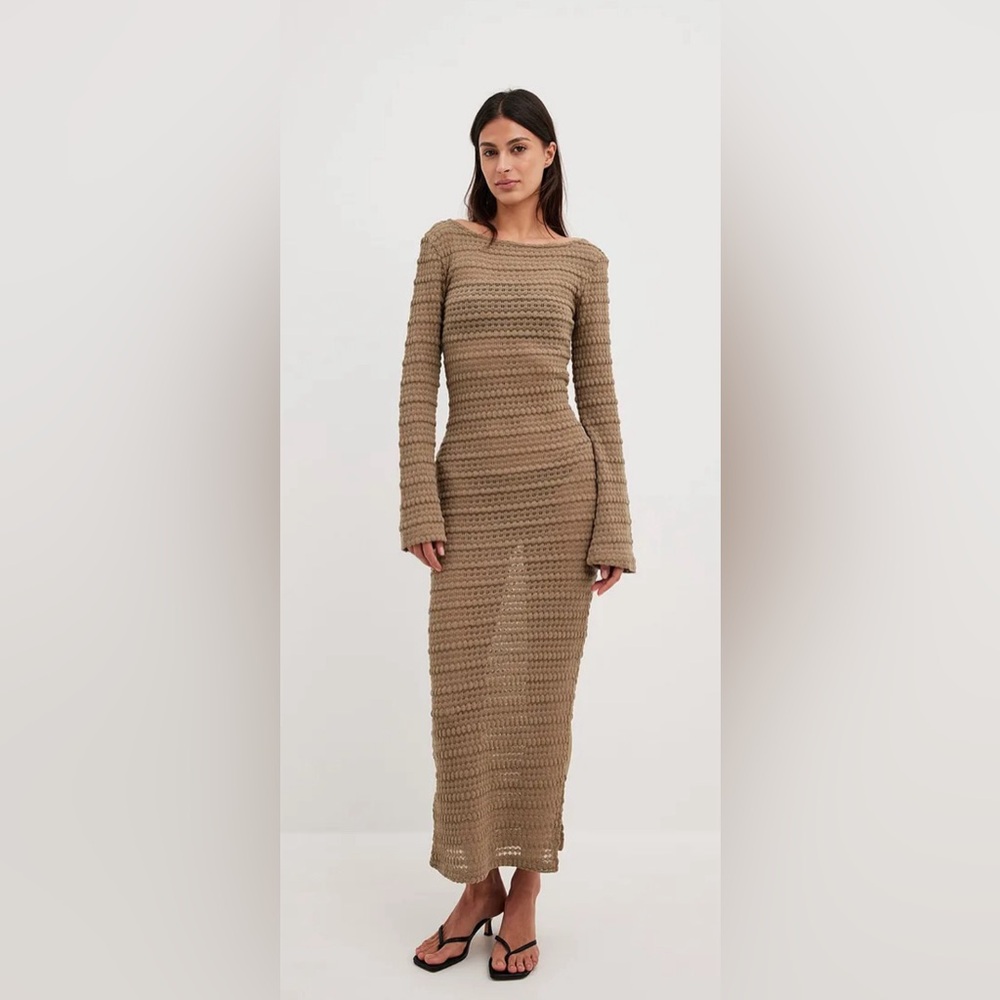 NA-KD Crochet Structured Maxi Dress NWT